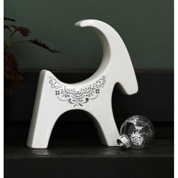 Ikea Vinter 2020 White Ceramic Goat Figurine w/ Black Detail Scandinavian HTF - Picture 3 of 8